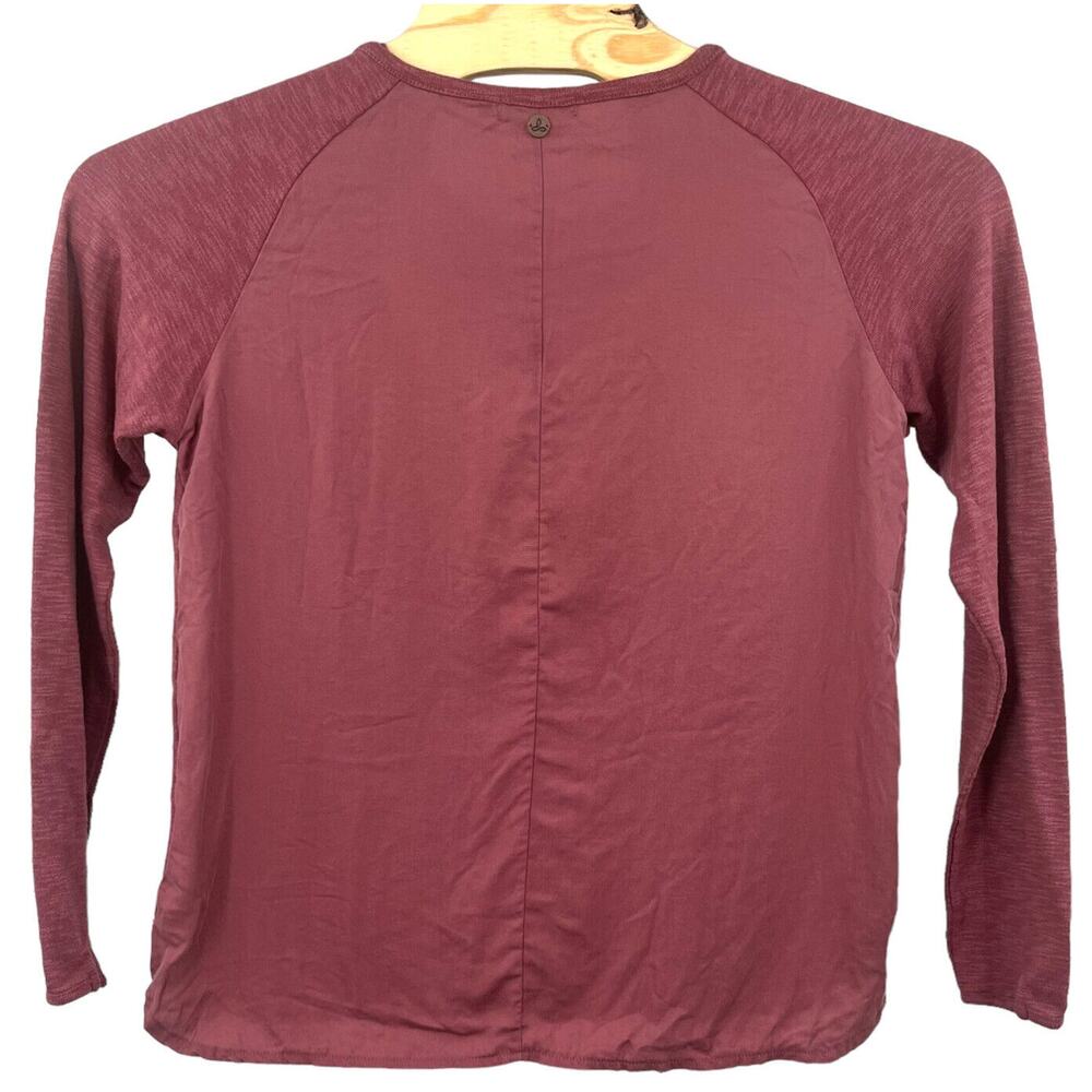 PRANA Top Women's Medium M Henley Pullover Tee Soft Mixed Media Athleisure Mauve - Picture 2 of 6